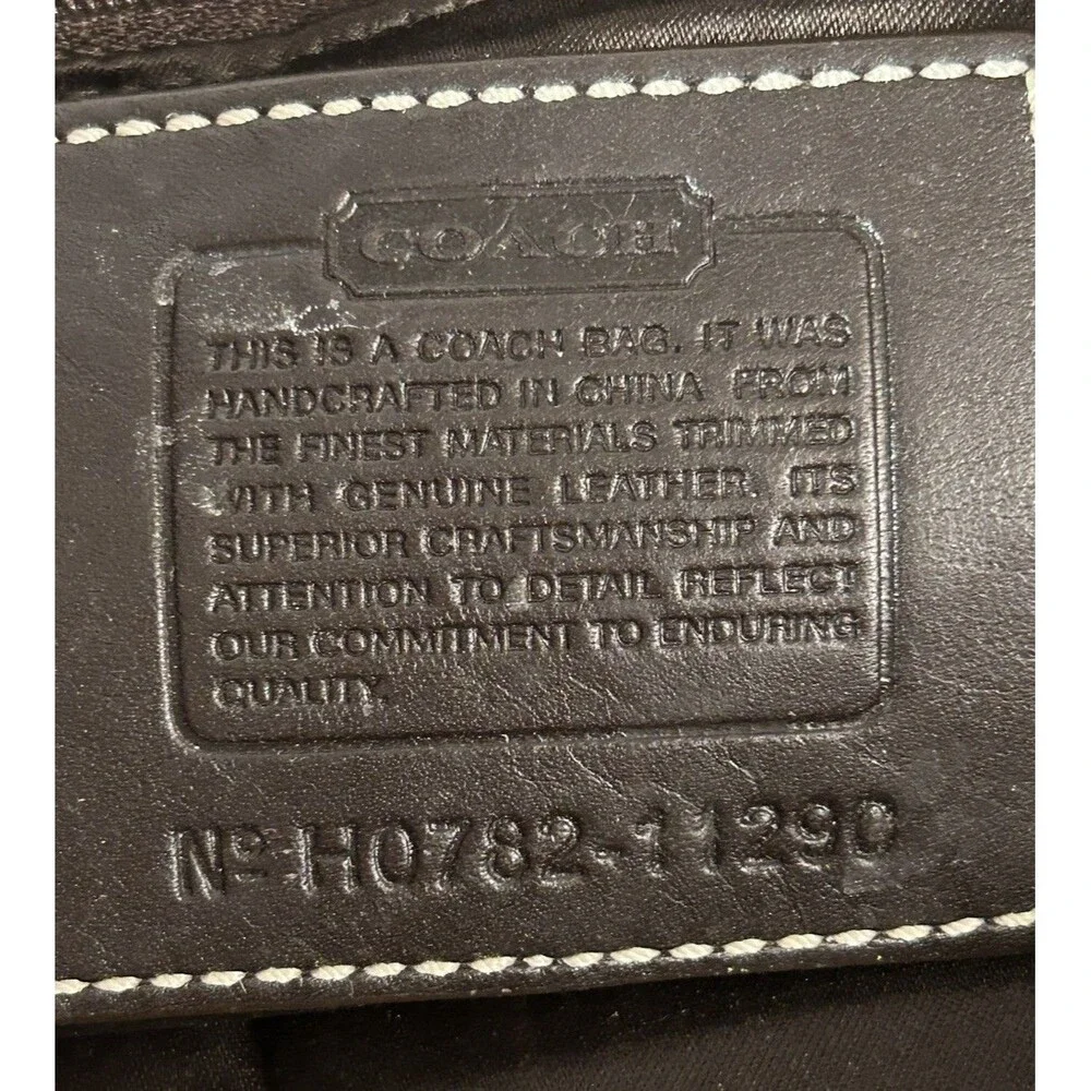 Vintage Coach Signature Ergo Hobo Shoulder Bag Brown Jacquard Canvas & Leather